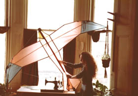 Bev with one of Bert's birds